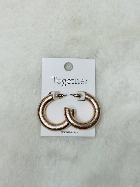 Brynn Thick Rose Gold Glitter Hoops