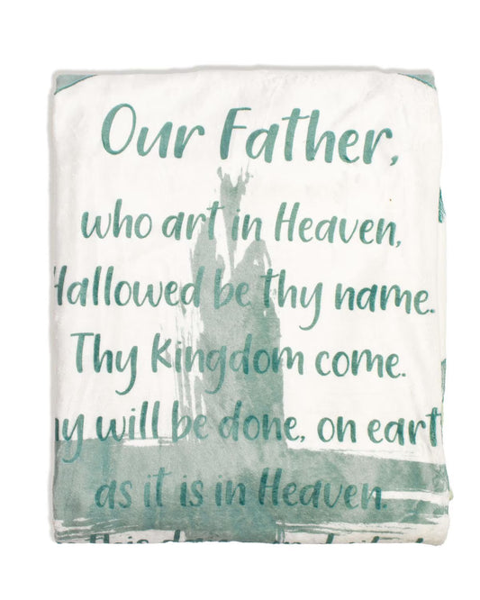 Our Father Prayer Throw Blanket- Sage Green