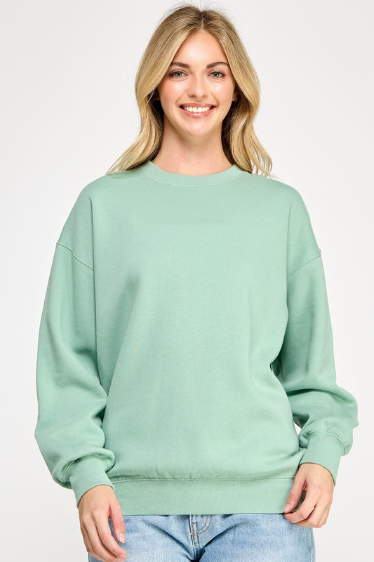 Basil Green- Reflex Oversized Crewneck Sweatshirt - T080