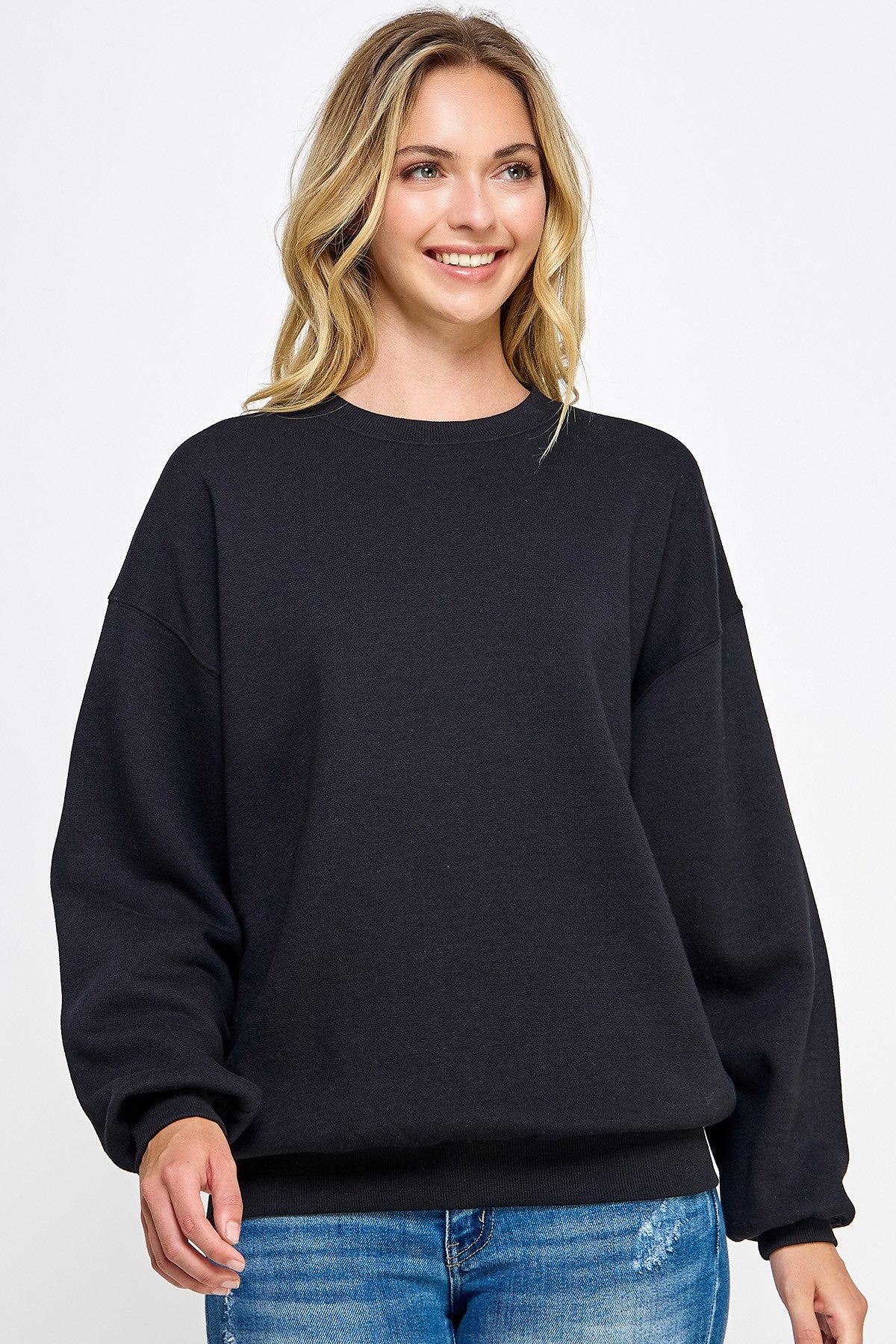 Black- Reflex Oversized Crewneck Sweatshirt - T080