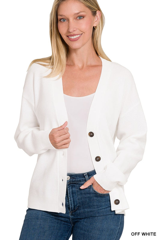 Viscose Sweater Cardigan- Off White