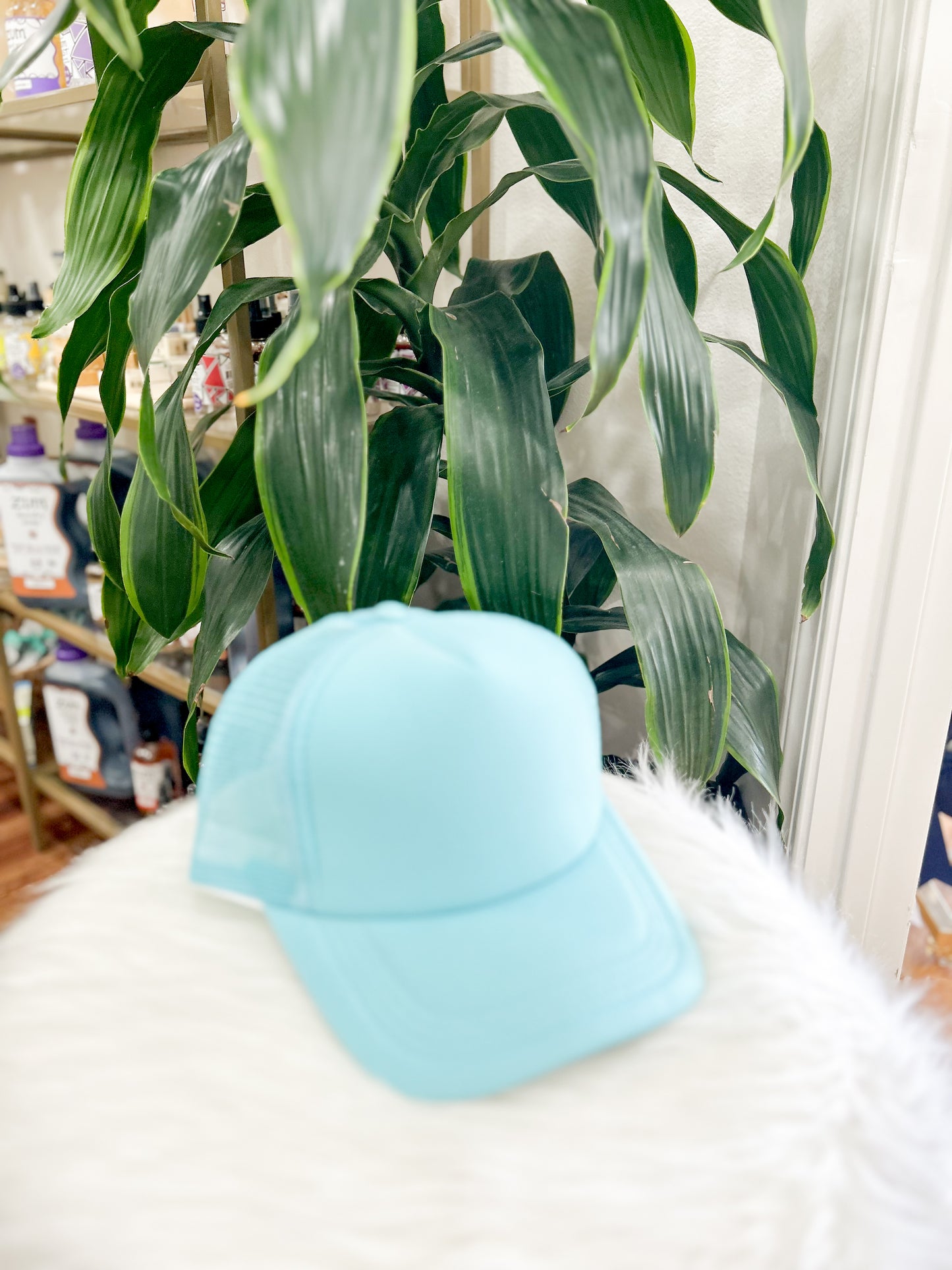 Solid Mesh Back High Crown Trucker Hat