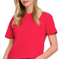 CT-3317Y Cotton Crew Neck Short Sleeve Cropped T-shirt