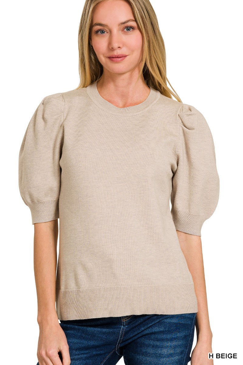 Viscose Puff Short Sleeve Sweater