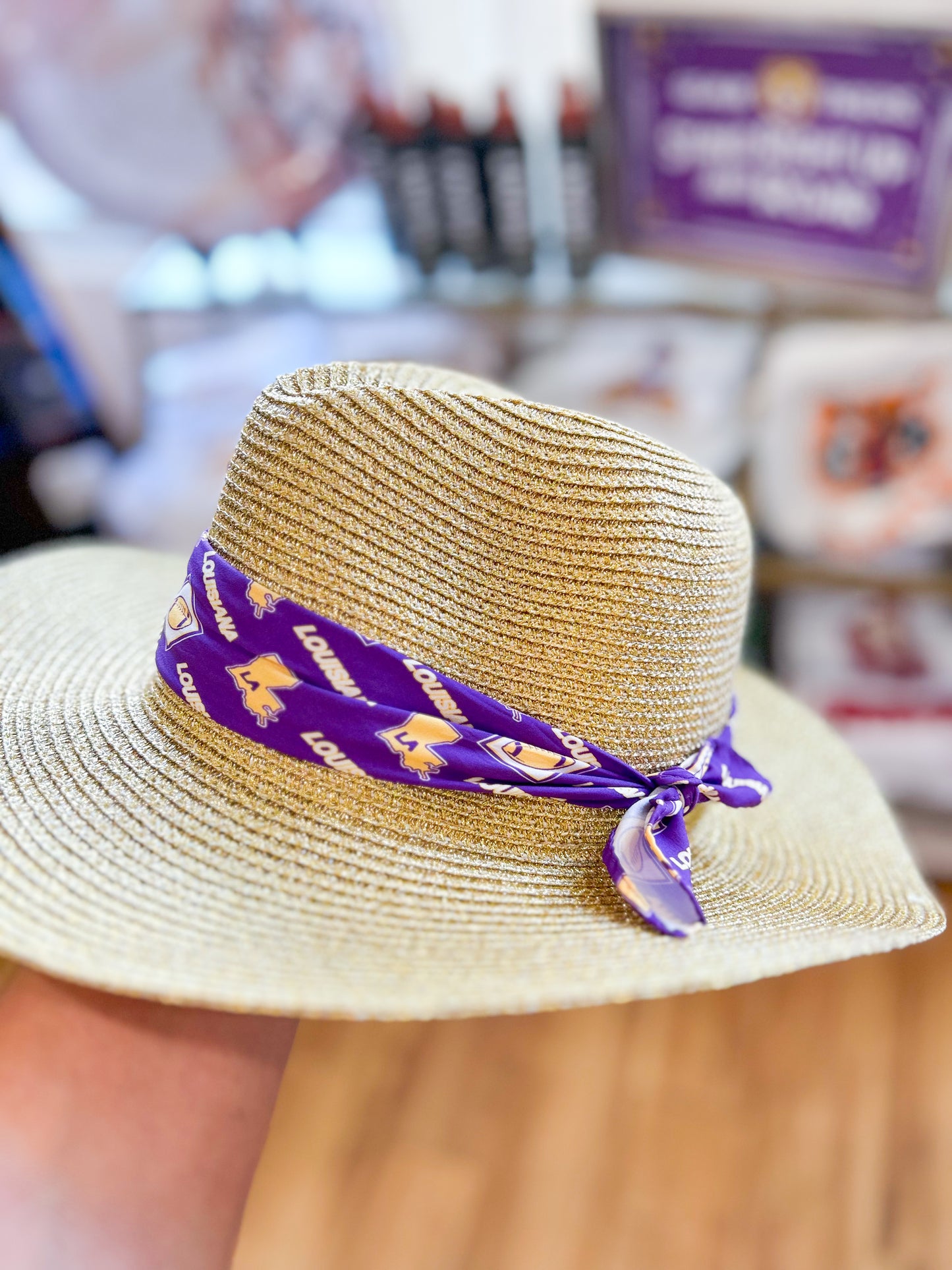 Gold LSU Fedora Hat