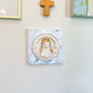 Blooming Grace Mary on 8x8 Sky Blue Canvas