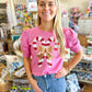 Candy Cane Short Sleeve Sweater- Pink