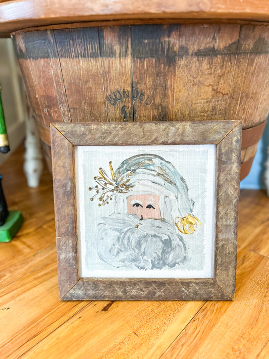 GA Teal Santa Framed Art 12x12