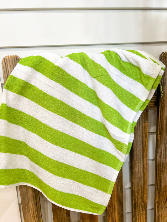 Striped Beach Towel- Lime Green