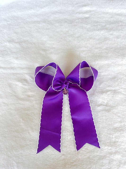 Maria Purple Moonstitch Bow with White Trim and Charm