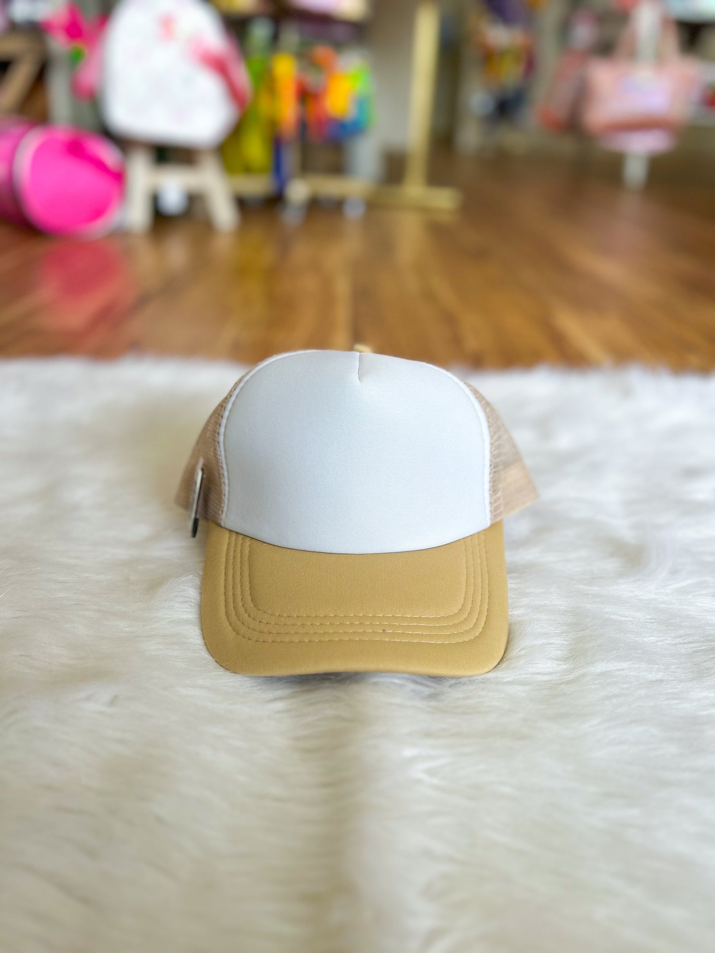 Two Tone Mesh Back High Crown Foam Trucker Hat