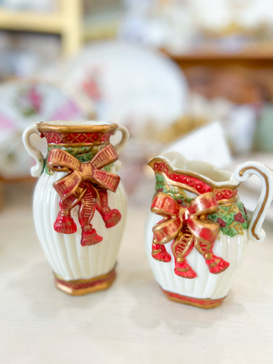 Vintage Christmas Bow Vase