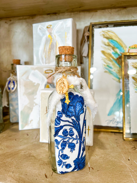 Vintage Mary Holy Water Container with Cross