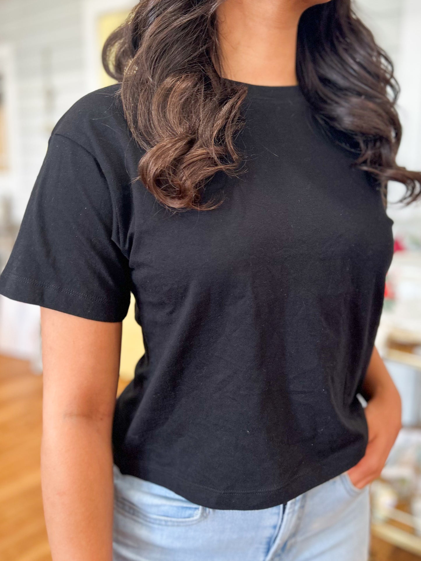 CT-3317Y Cotton Crew Neck Short Sleeve Cropped T-shirt