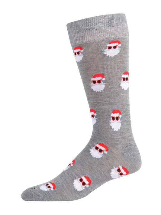 Men's Santa Shades Grey Crew Socks