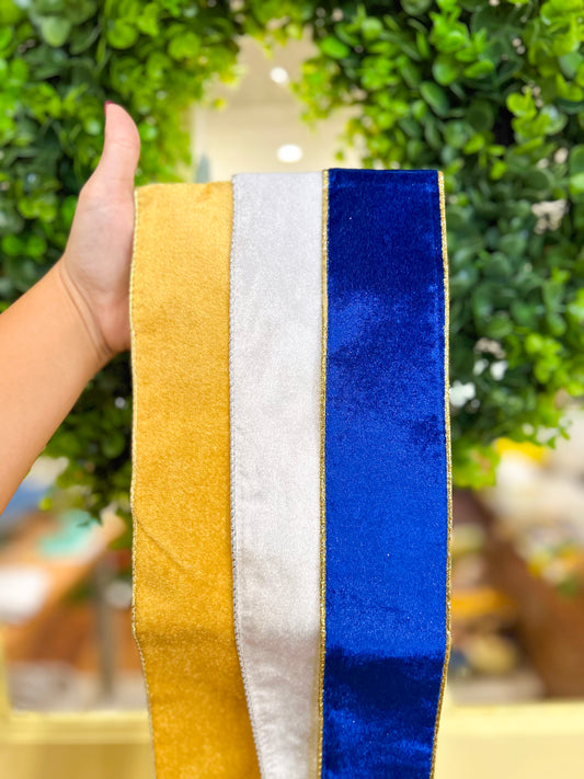 Royal Blue & Gold Wreath Ribbon Trio Style