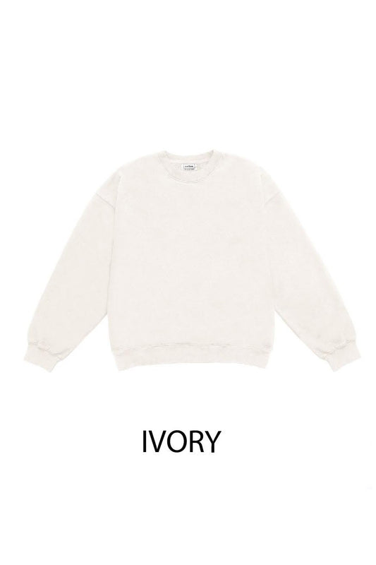 Ivory- Relaxed Fit Crewneck Sweatshirt- T050