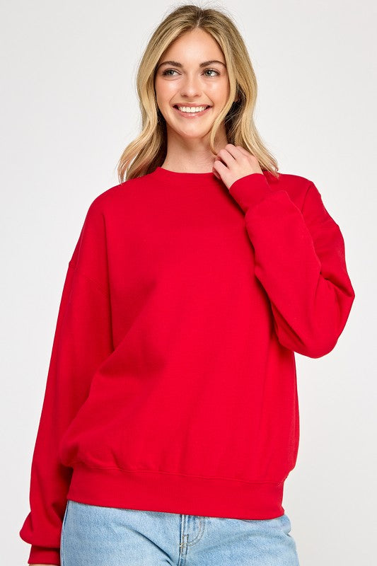 Red- Relaxed Fit Crewneck Sweatshirt- T050