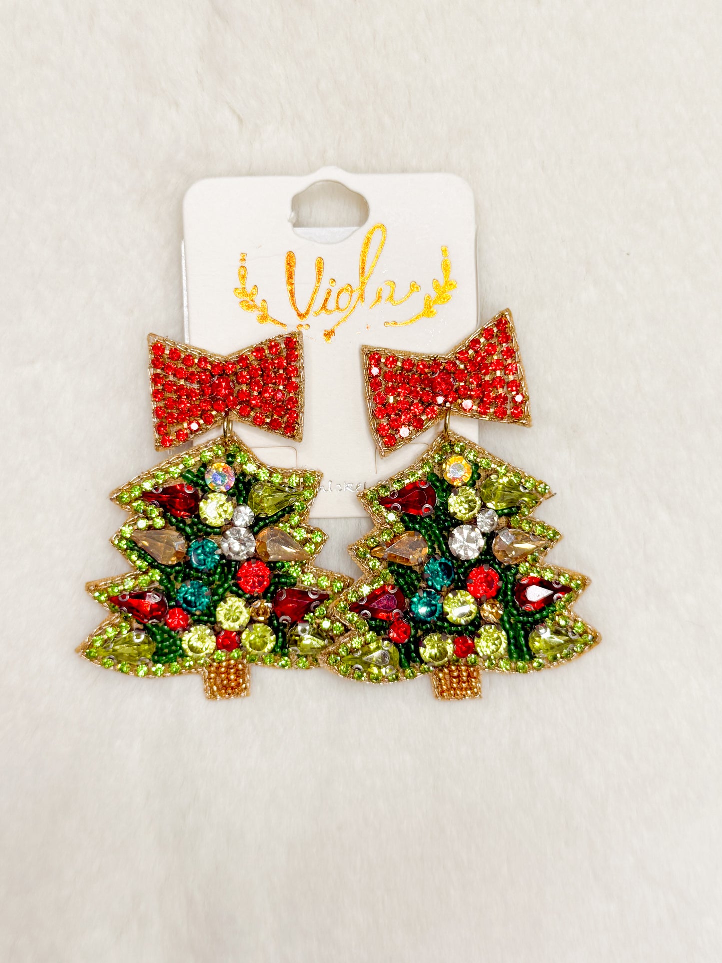 Ornaments & Magic Beaded Christmas Tree Earrings