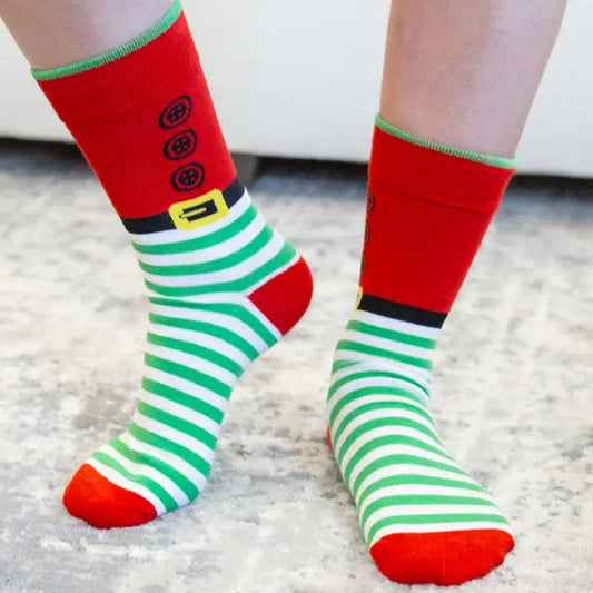 Women's Santa Belt Festive Crew Socks