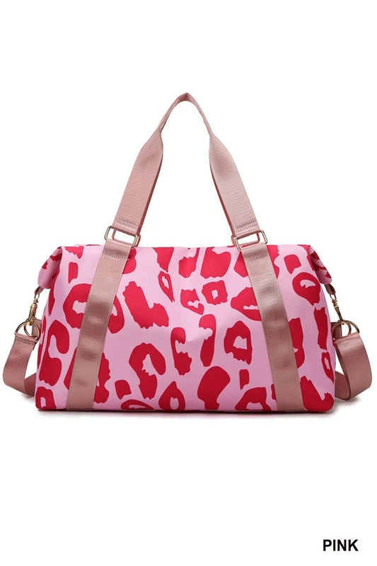 Pink Leopard Print Travel Bag