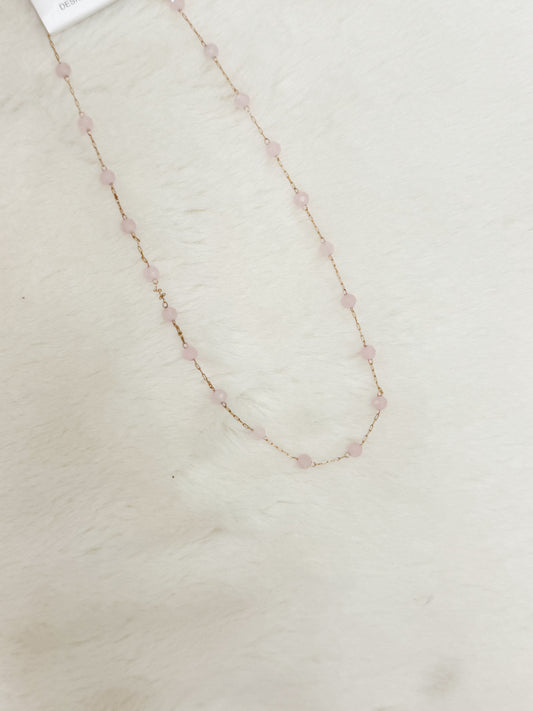 Pink Girly Beaded Chain Necklace