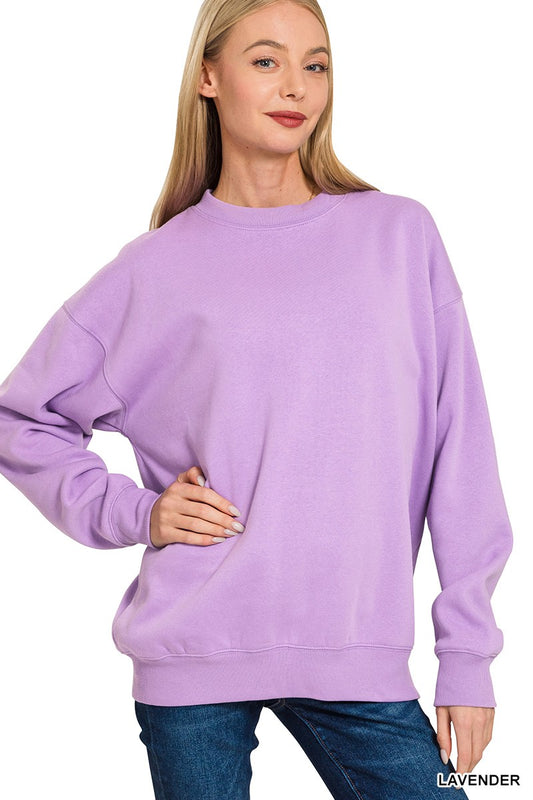 Fleece Crewneck Pullover Sweatshirt- Lavender