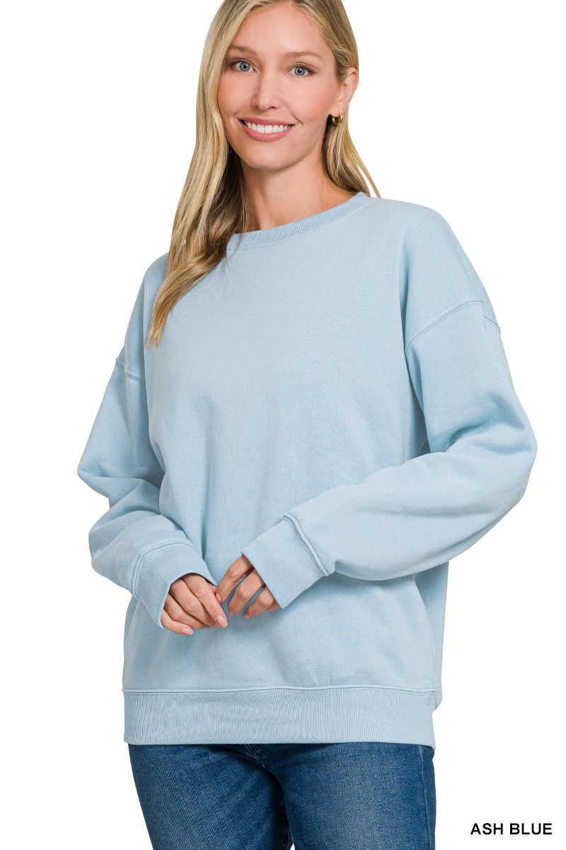 Fleece Crewneck Pullover Sweatshirt- Ash Blue