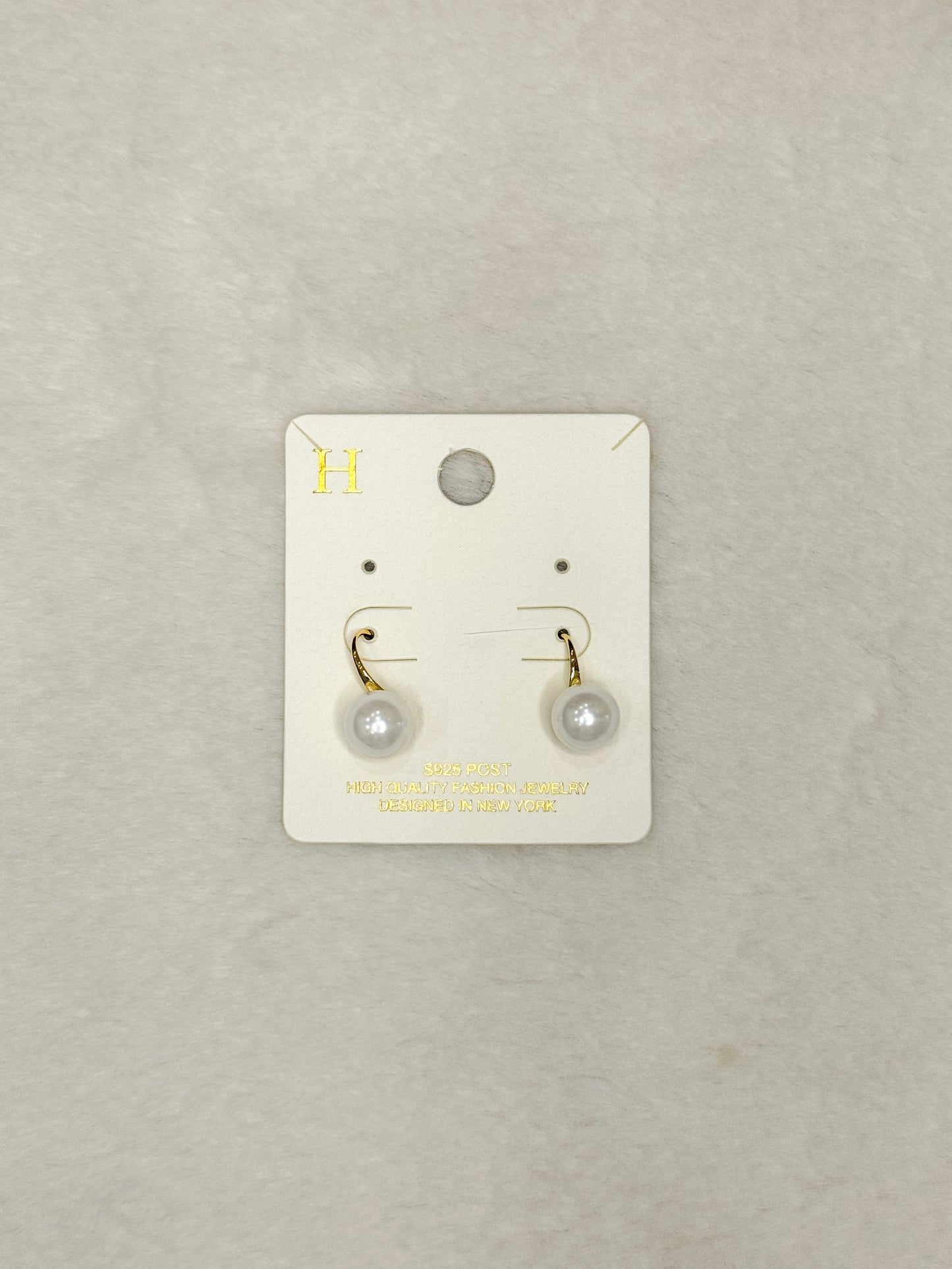 Large Magnolia Simple Gold Dangle Pearl Studs