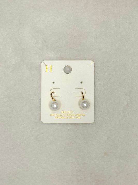 Large Magnolia Simple Gold Dangle Pearl Studs