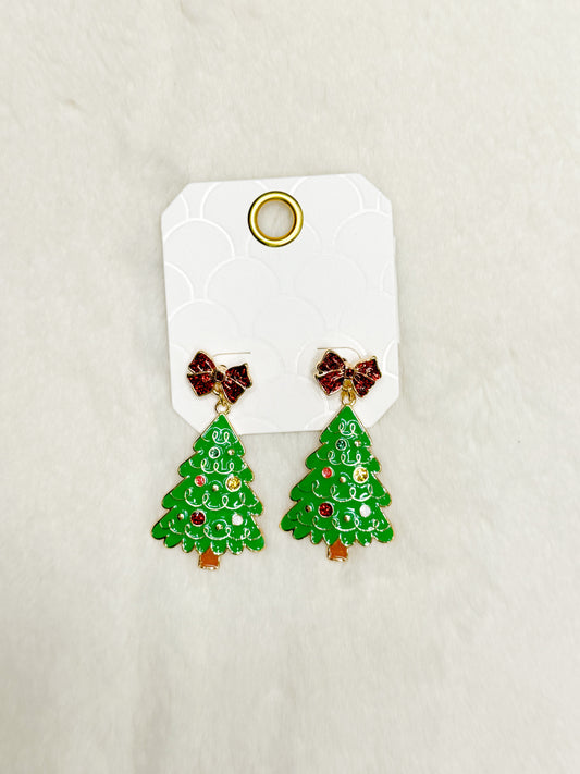Holiday Pines & Presents Christmas Tree Earrings