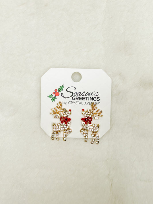 Sleigh Shine Reindeer Christmas Earrings