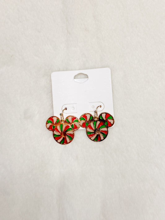 Minty Mickey Christmas Earrings