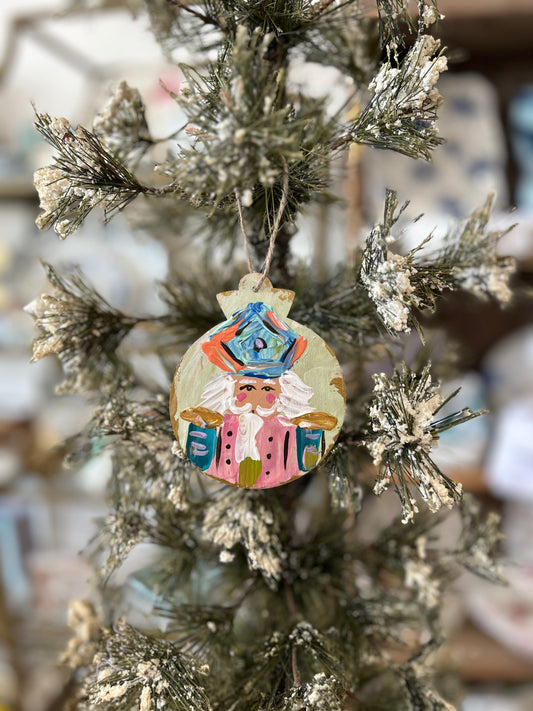 Mint Green Nutcracker Noel 3.5" Wooden Ornament