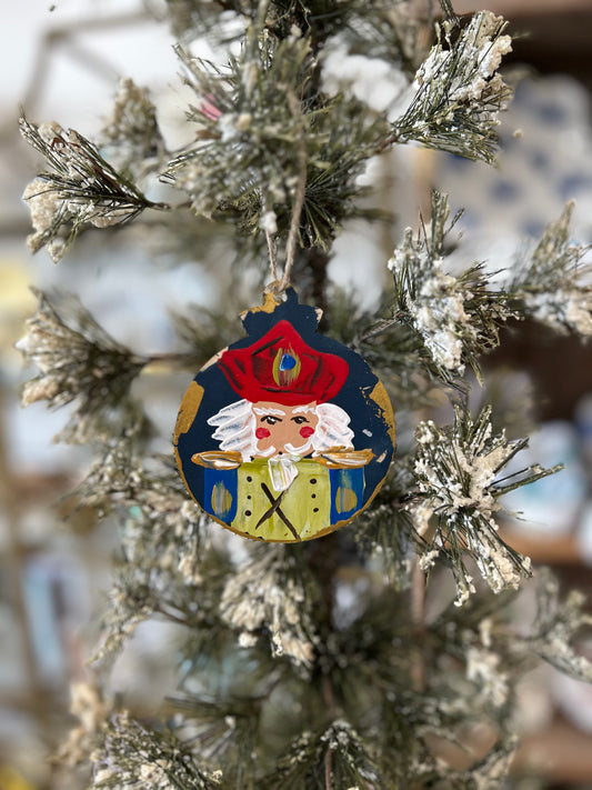 Navy Nutcracker Noel 3.5" Wooden Ornament