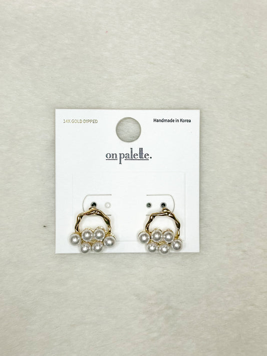 Gold Circle with Pearls Earrings