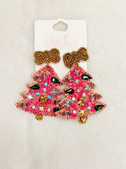 Ornaments & Magic Beaded Christmas Tree Earrings