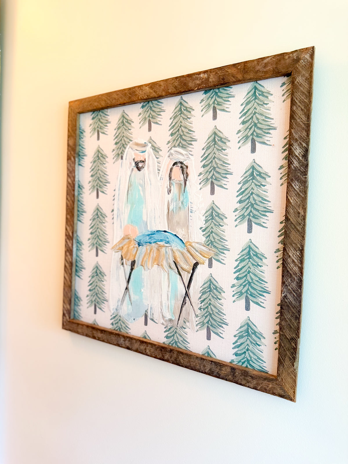 Christmas Tree Nativity Framed Art 24x24