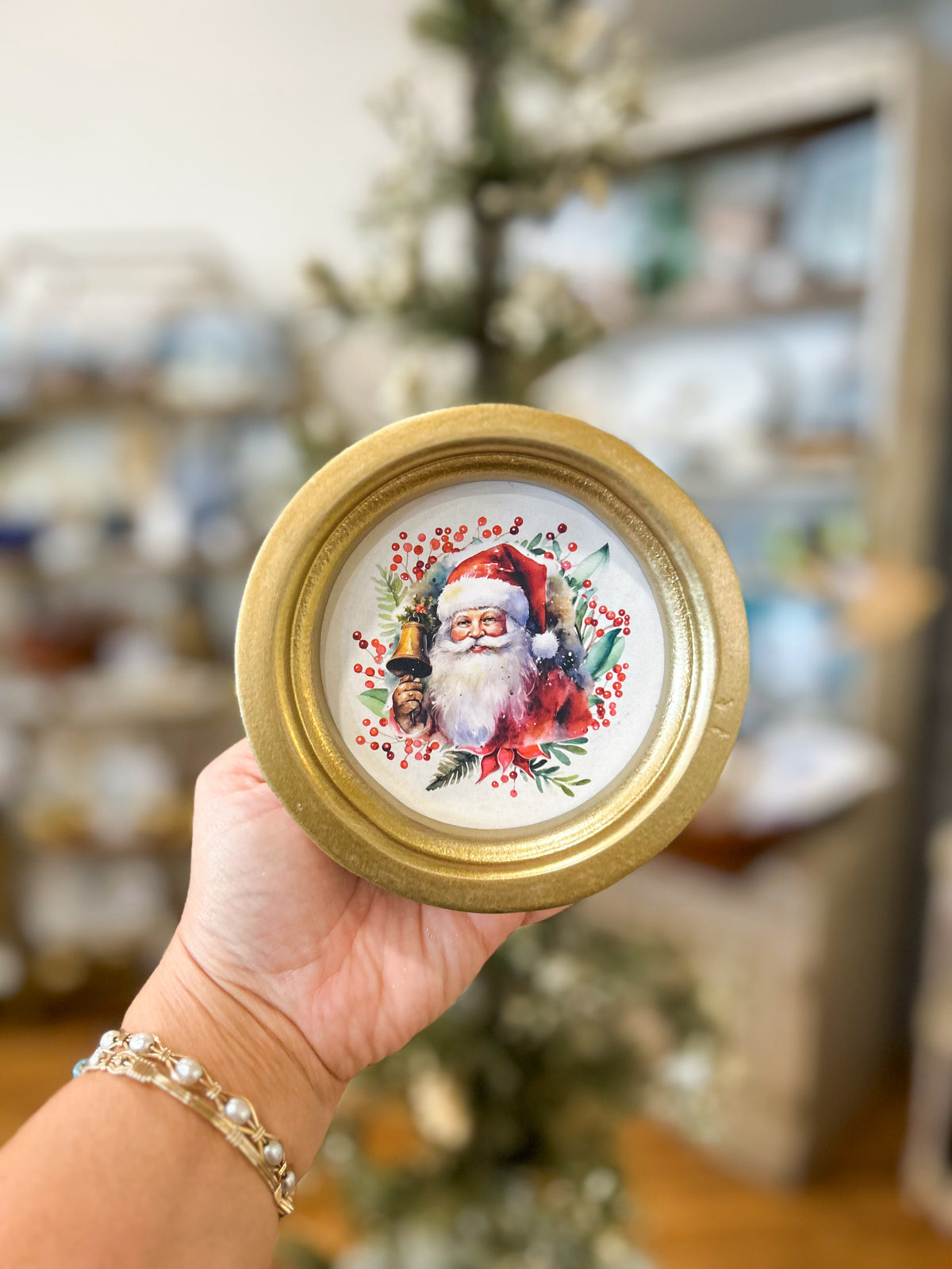 Mini Gold Circle Frame- Santa