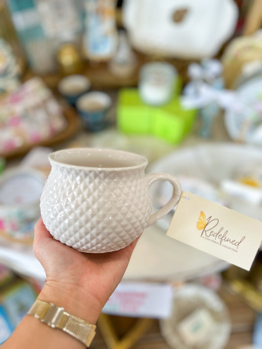 White Quilted Ceramic Mug