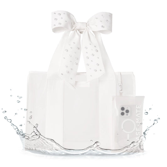 Case-Mate Jelly Tote- Ivory Pearl Bow