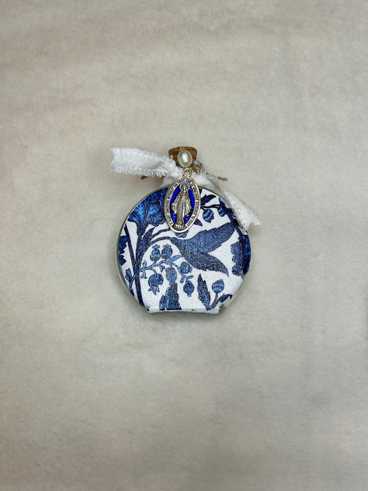 Catholic Mary Floral Round Holy Water Container