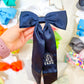 Savannah Navy with White Stitch Mother Mary Hairbow
