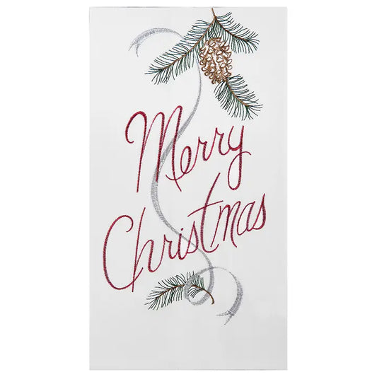 Merry Christmas with Pinecones & Greenery Hand Towel