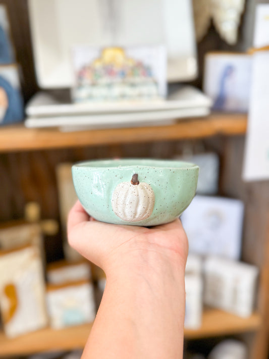 7oz Tiffany Blue Pumpkin Pottery Candle Fall Festival