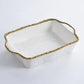 11x9 Rectangular Baking Dish White/Gold