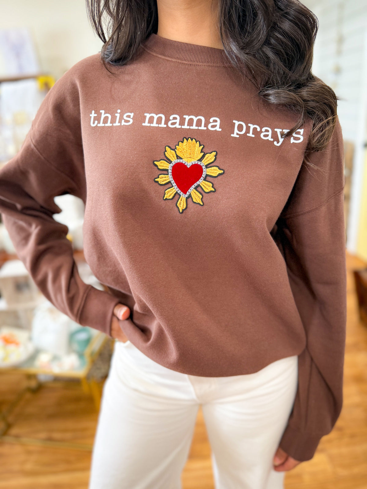 Sample- This Mama Prays with Sacred Heart Sweatshirt
