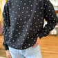 Fleece Babe Polka Dot Crew Neck Sweatshirt- Black