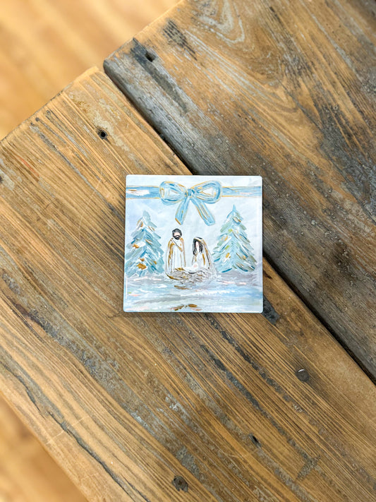 4x4 Bow Nativity Coaster