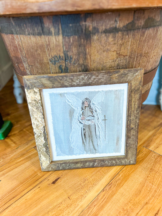 GA Angel & Baby Framed Art 12x12